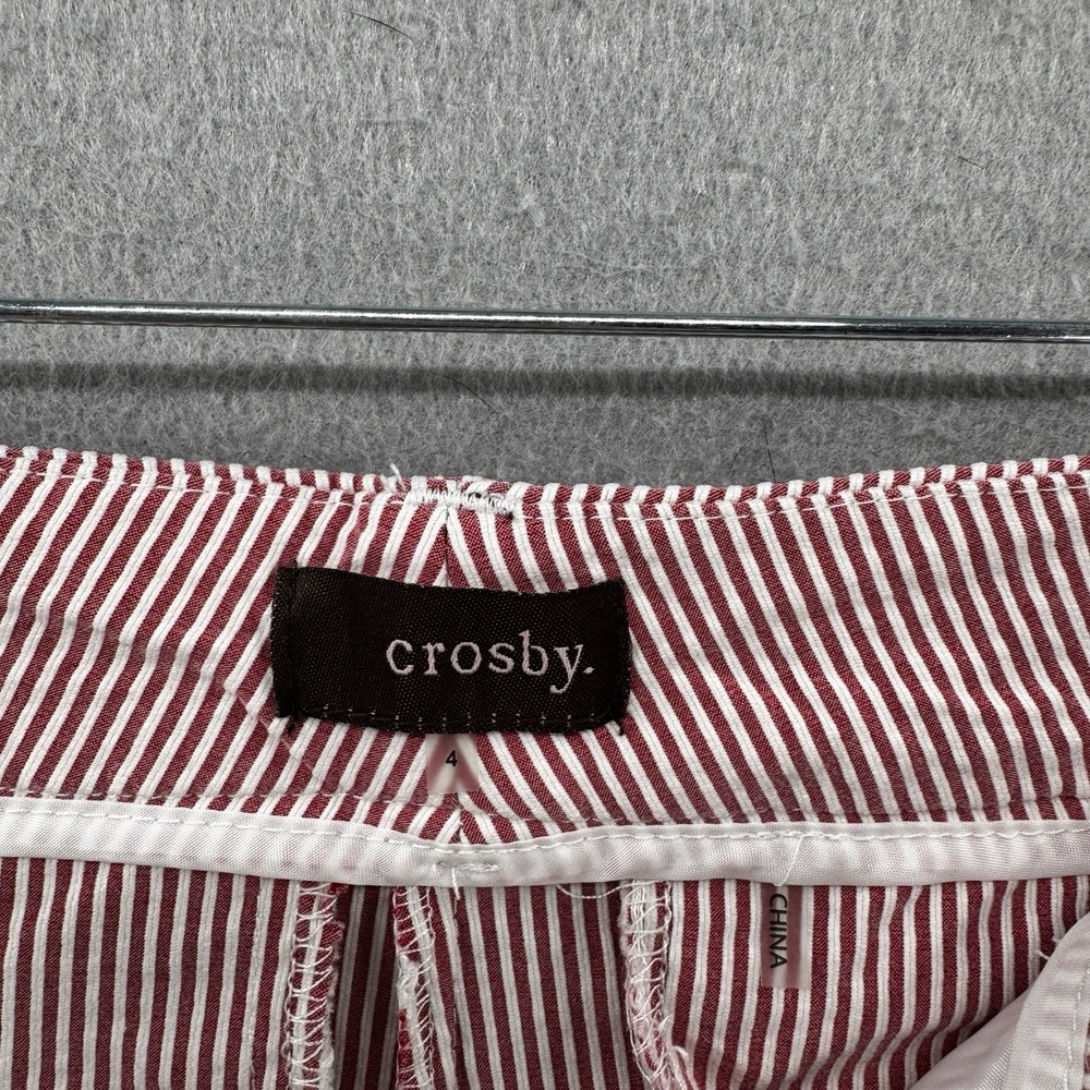 Crosby. Classic Shorts Women 4 Red White Railroad Stripe Pucker Nautical Coastal - Picture 10 of 12